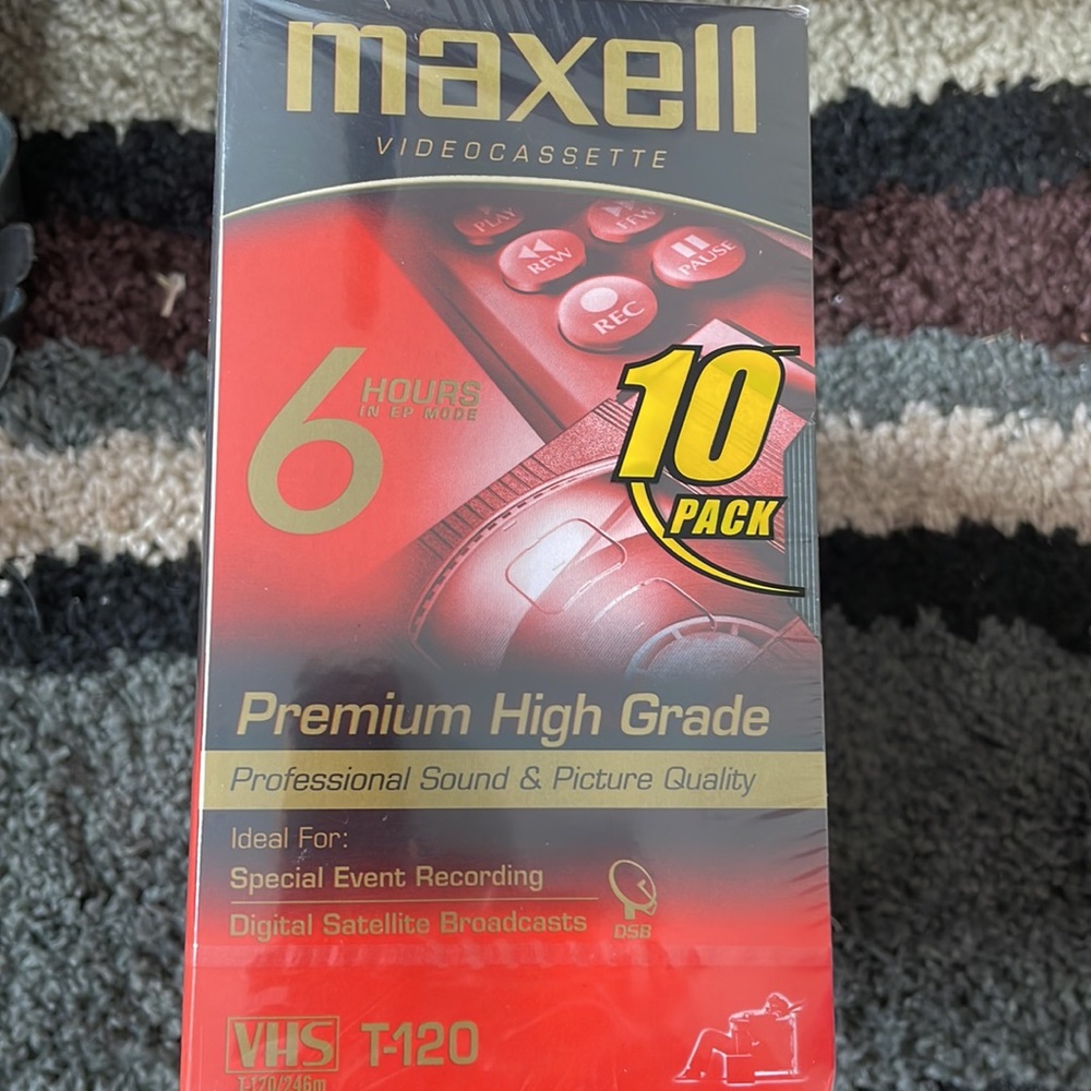 Sealed 10-Pack of Maxell VHS Tapes